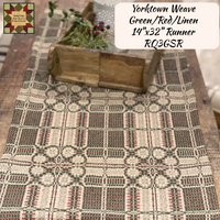 Yorktown Weave Green/Red/Linen Table Top Collection