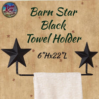 Double Barn Star Towel Holder Black or Cranberry