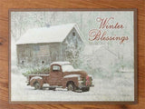 Christmas Winter Blessings Red Truck Cutting Board