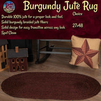 Solid Cranberry/Burgundy Jute Rug 27x48 or 36x60 Choice