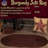 Solid Cranberry/Burgundy Jute Rug 27x48 or 36x60 Choice