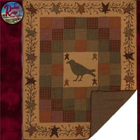 Primitive Heritage Farms CROW STAR BERRY VINE Patchwork Quilt Blanket Throw