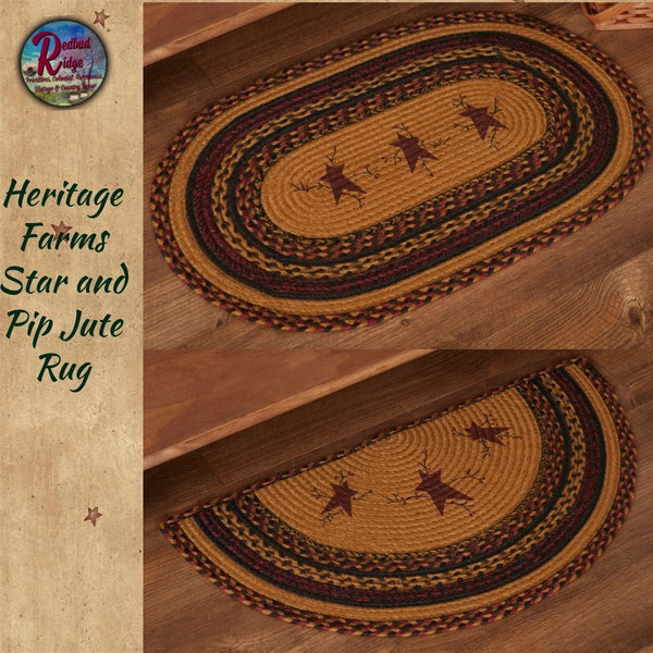 Heritage Farms Star & Pip Jute Rug Half or Oval