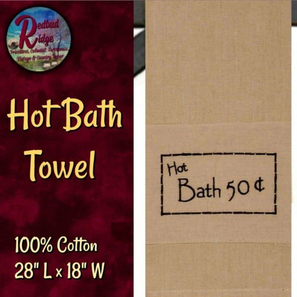 Primitive Farmhouse HOT BATH Hand Towel RAGHU