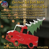 Christmas Red Truck Metal Hanging Ornament Set of 2
