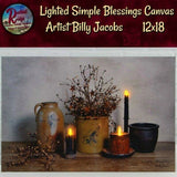 New Primitive Billy Jacobs Primitive Simple Blessings Lighted Canvas Crocks