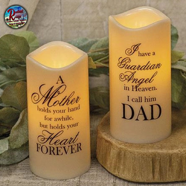 In Memory Mother or Dad LED Timer Pillar 5.5"x3"D