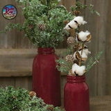 Mason Jar Burgundy/Red w/Embossed Stars & Black Lid  SALE