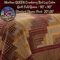 MONTANA RED LOG CABIN King or Queen 3 pc Bedding Collection