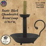 Rustic Chamberstick Accent Lamp (Electric) Black or Cranberry