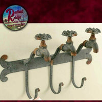 Primitive Rustic Country Farmhouse Faucet Spigot Iron Towel & More 3 Hooks