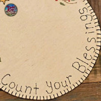 *Count Your Blessings Embroidered Candle Mat 9"D