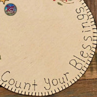 Count Your Blessings Embroidered Candle Mat 9"D