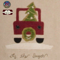 Christmas RED TRUCK Runner Nutmeg & Barn Red 14x36