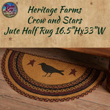 Heritage Farms Crow and Stars Jute Rug Half or Oval With or Without Pad