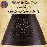 Lamp Shade Punch Tin Willow Tree 10"D Black or Cranberry Red