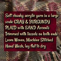 Devon Gray & Burgundy Plaid with Sand Accents Woven Throw Blanket 55"x70"