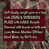 Devon Gray & Burgundy Plaid with Sand Accents Woven Throw Blanket 55"x70"