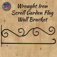 Wrought Iron Scroll Flag Wall Holder Bracket House or Garden