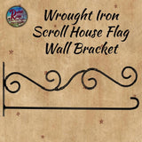 Wrought Iron Scroll Flag Wall Holder Bracket House or Garden