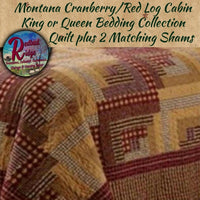 MONTANA RED LOG CABIN King or Queen 3 pc Bedding Collection