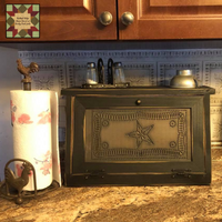 Wood Bread Box with Burnished Star Punch Tin Front 11.75"H PREORDER