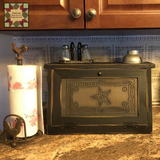 Wood Bread Box with Burnished Star Punch Tin Front 11.75"H PREORDER