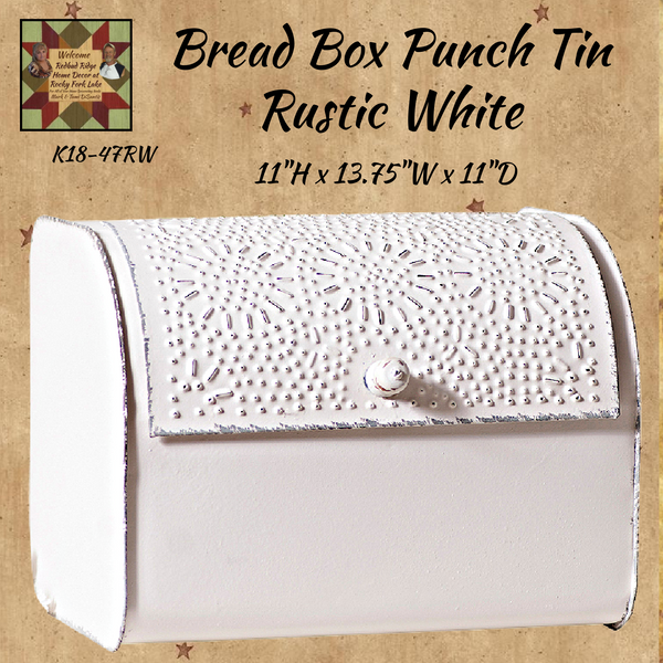 Bread Box Punch Tin Rustic White