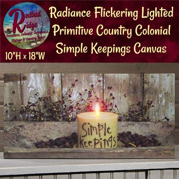 Primitive Country Colonial Folk Art Radiance Flickering SIMPLE BLESSINGS Canvas