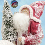 Primitive Colonial Folk Art Christmas Santa w/Tree Riding a German Sheep Holiday