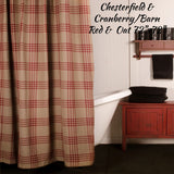 Chesterfield Shower Curtain 72"x72" Barn Red or Black Check Oat