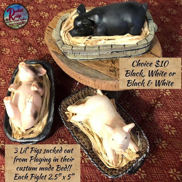 Piglets Laying in a Basket Figurines Too Cute CHOICE