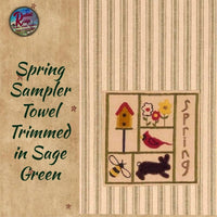 Spring Sampler Runner or Towel Embroidered