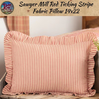 Sawyer Mill Red Ticking Fabric Pillow 14x22 ~ 25% Savings