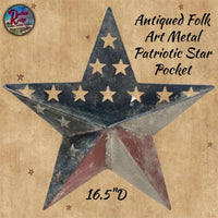 Americana Antiqued Metal Star with Pocket 16.5"D
