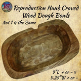 Hand Carved Wood Dough Bowl Trough 9" ~ 12" L