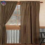 Black Check Scalloped Curtains 84"x40"