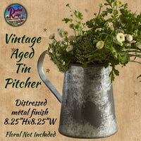Vintage Aged Tin Pitcher