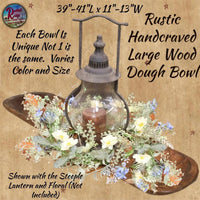 Large Reproduction Rustic Hand Carved Dough Bowl 39"-41" x 11"-13"