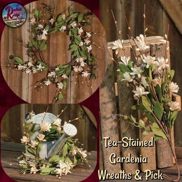 Tea-Stained Gardenia & Ivory Pip Berry Wreaths & Spray