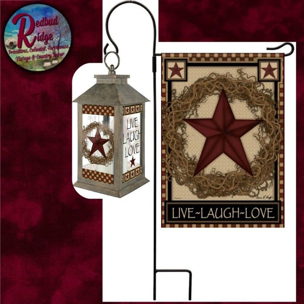 NEW Outside Barn Star Live Laugh Love Flags & Holders