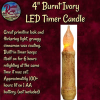 Candles Taper 4" Grungy Timer Burnt Mustard, Burnt Ivory or Burgundy
