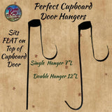 Over the Door Perfect Cupboard Metal Double or Single Display Hanger Sits Flat ONLY 3/4"W Top