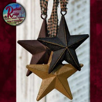 NEW 3" Hanging Primitive Stars 3/Set Black, Cranberry & Mustard 3D