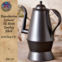 Reproduction Colonial Tea Kettle Smokey Black