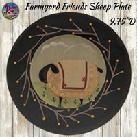 Farmyard Friends Folk Art Sheep Pig or Cow Wooden Plate Country Primitive 9.75 Inch