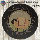 Farmyard Friends Folk Art Sheep Pig or Cow Wooden Plate Country Primitive 9.75 Inch