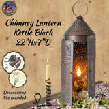 Chimney Lantern Blackened Tin Electric 18" or 22"