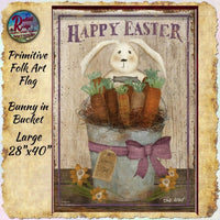 Primitive Bunny in Basket Garden or Large Flag