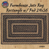 Black & Tan Jute Rug Rectangle w/ Pad 24x36